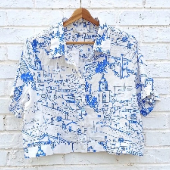 Calypso St. Barth Mediterranean-Inspired Printed Button Up Shirt - Picture 2 of 9